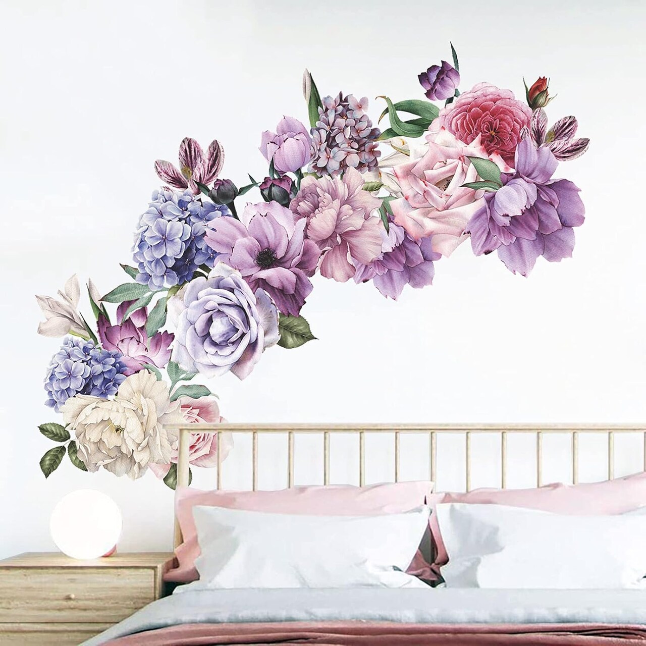 Flowers Wall Stickers Peony Rose Wall Decals for Living Room, 4 PCS Giant Peonies Wall Art Murals Delicate Blossom Art Applique Delicate Peony Floral Wallpaper for Bedroom Girls Room 12 x 2 x 2 inches